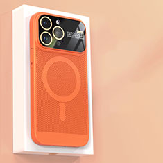 Coque Plastique Rigide Etui Housse Mailles Filet avec Mag-Safe Magnetic Magnetique JS1 pour Apple iPhone 13 Pro Max Orange
