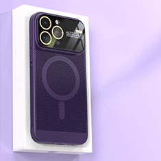 Coque Plastique Rigide Etui Housse Mailles Filet avec Mag-Safe Magnetic Magnetique JS1 pour Apple iPhone 15 Pro Max Violet