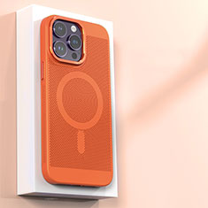 Coque Plastique Rigide Etui Housse Mailles Filet avec Mag-Safe Magnetic Magnetique pour Apple iPhone 13 Pro Orange