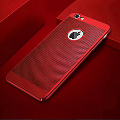 Coque Plastique Rigide Etui Housse Mailles Filet pour Apple iPhone 6S Plus Rouge