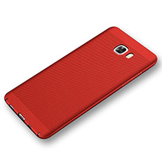 Coque Plastique Rigide Etui Housse Mailles Filet pour Samsung Galaxy C9 Pro C9000 Rouge