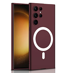 Coque Plastique Rigide Etui Housse Mat avec Mag-Safe Magnetic Magnetique AC1 pour Samsung Galaxy S22 Ultra 5G Rouge