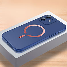 Coque Plastique Rigide Etui Housse Mat avec Mag-Safe Magnetic Magnetique QC1 pour Apple iPhone 12 Bleu
