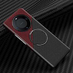 Coque Plastique Rigide Etui Housse Mat Serge avec Mag-Safe Magnetic Magnetique pour Huawei Mate 60 Pro Rouge et Noir
