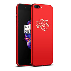 Coque Plastique Rigide Fleurs pour OnePlus 5 Rouge