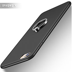 Coque Plastique Rigide Mat avec Support Bague Anneau A01 pour Apple iPhone 6 Plus Noir