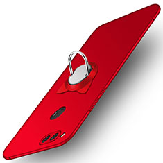 Coque Plastique Rigide Mat avec Support Bague Anneau A01 pour Huawei Honor 7X Rouge
