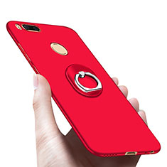 Coque Plastique Rigide Mat avec Support Bague Anneau A03 pour Xiaomi Mi A1 Rouge