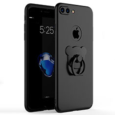Coque Plastique Rigide Mat avec Support Bague Anneau A06 pour Apple iPhone 8 Plus Noir