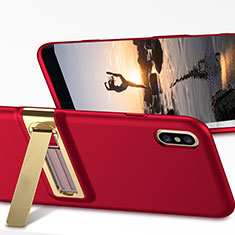 Coque Plastique Rigide Mat avec Support pour Apple iPhone X Rouge