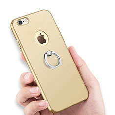Coque Plastique Rigide Mat et Support Bague Anneau pour Apple iPhone 6 Plus Or