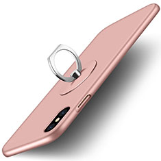 Coque Plastique Rigide Mat et Support Bague Anneau pour Apple iPhone X Rose