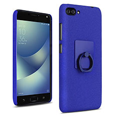 Coque Plastique Rigide Sables Mouvants et Support Bague Anneau pour Asus Zenfone 4 Max ZC554KL Bleu