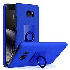 Coque Plastique Rigide Sables Mouvants et Support Bague Anneau pour HTC U Ultra Bleu