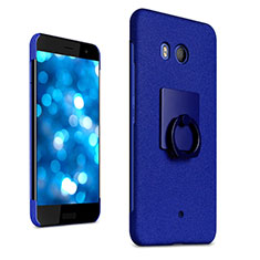 Coque Plastique Rigide Sables Mouvants et Support Bague Anneau pour HTC U11 Bleu