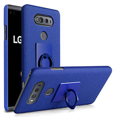 Coque Plastique Rigide Sables Mouvants et Support Bague Anneau pour LG V20 Bleu
