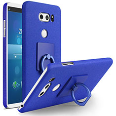 Coque Plastique Rigide Sables Mouvants et Support Bague Anneau pour LG V30 Bleu
