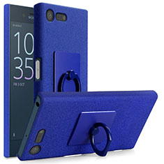 Coque Plastique Rigide Sables Mouvants et Support Bague Anneau pour Sony Xperia X Compact Bleu