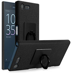 Coque Plastique Rigide Sables Mouvants et Support Bague Anneau pour Sony Xperia X Compact Noir