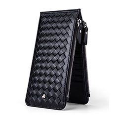 Coque Pochette Cuir Losange Universel pour Xiaomi Redmi Note 11T 5G Noir