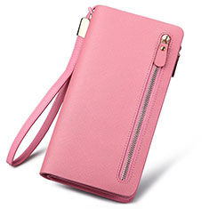 Coque Pochette Cuir Soie Universel T01 pour Samsung Galaxy Xcover 2 S7710 Rose