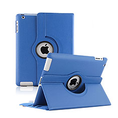 Coque Portefeuille Cuir Rotatif pour Apple iPad 2 Bleu
