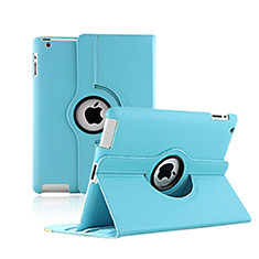 Coque Portefeuille Cuir Rotatif pour Apple iPad 2 Bleu Ciel