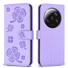 Coque Portefeuille Fleurs Livre Cuir Etui Clapet BF1 pour Xiaomi Mi 13 Ultra 5G Violet