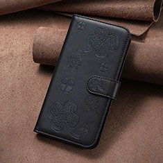 Coque Portefeuille Fleurs Livre Cuir Etui Clapet BF2 pour Huawei Honor 90 Pro 5G Noir