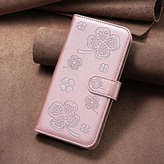 Coque Portefeuille Fleurs Livre Cuir Etui Clapet BF2 pour Huawei Honor 90 Pro 5G Or Rose