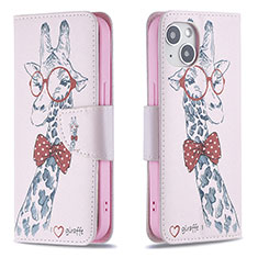 Coque Portefeuille Fleurs Livre Cuir Etui Clapet L01 pour Apple iPhone 13 Rose