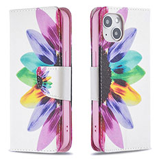 Coque Portefeuille Fleurs Livre Cuir Etui Clapet L01 pour Apple iPhone 14 Colorful