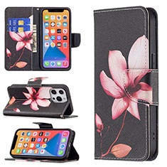 Coque Portefeuille Fleurs Livre Cuir Etui Clapet L07 pour Apple iPhone 13 Pro Marron