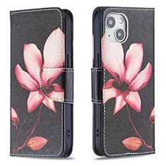 Coque Portefeuille Fleurs Livre Cuir Etui Clapet L07 pour Apple iPhone 15 Marron