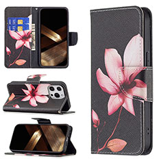Coque Portefeuille Fleurs Livre Cuir Etui Clapet L07 pour Apple iPhone 15 Pro Max Marron