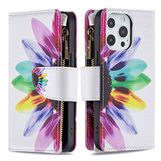 Coque Portefeuille Fleurs Livre Cuir Etui Clapet pour Apple iPhone 13 Pro Colorful