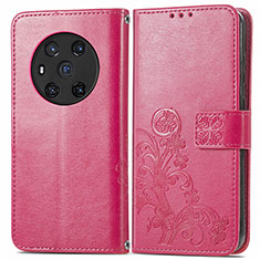 Coque Portefeuille Fleurs Livre Cuir Etui Clapet pour Huawei Honor Magic3 5G Rose Rouge