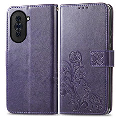 Coque Portefeuille Fleurs Livre Cuir Etui Clapet pour Huawei Nova 10 Pro Violet