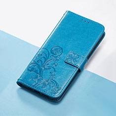 Coque Portefeuille Fleurs Livre Cuir Etui Clapet pour Huawei P40 Pro Bleu