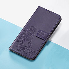 Coque Portefeuille Fleurs Livre Cuir Etui Clapet pour Huawei P40 Pro Violet