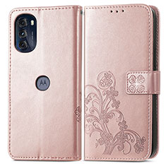 Coque Portefeuille Fleurs Livre Cuir Etui Clapet pour Motorola Moto G 5G (2022) Rose