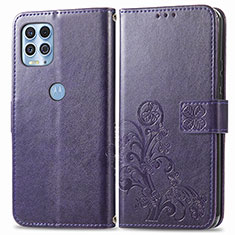 Coque Portefeuille Fleurs Livre Cuir Etui Clapet pour Motorola Moto G100 5G Violet