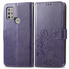 Coque Portefeuille Fleurs Livre Cuir Etui Clapet pour Motorola Moto G30 Violet