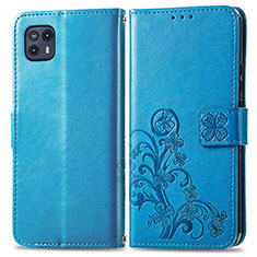 Coque Portefeuille Fleurs Livre Cuir Etui Clapet pour Motorola Moto G50 5G Bleu