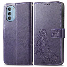 Coque Portefeuille Fleurs Livre Cuir Etui Clapet pour Motorola Moto G51 5G Violet