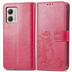 Coque Portefeuille Fleurs Livre Cuir Etui Clapet pour Motorola Moto G53y 5G Rose Rouge