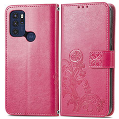 Coque Portefeuille Fleurs Livre Cuir Etui Clapet pour Motorola Moto G60s Rouge