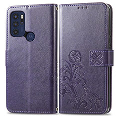 Coque Portefeuille Fleurs Livre Cuir Etui Clapet pour Motorola Moto G60s Violet