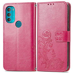 Coque Portefeuille Fleurs Livre Cuir Etui Clapet pour Motorola Moto G71 5G Rouge
