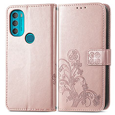 Coque Portefeuille Fleurs Livre Cuir Etui Clapet pour Motorola Moto G71 5G Violet